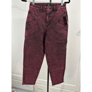 G by Giuliana Acid Wash Red Black High Rise Straight Leg Jeans Size 4
